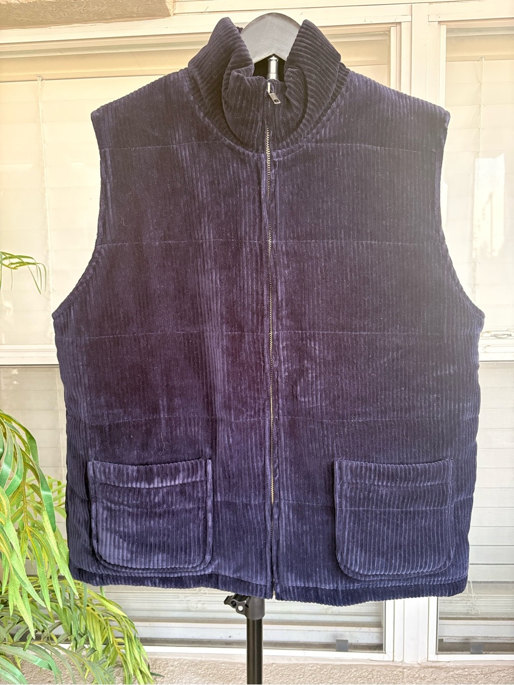 Jones New York Navy Corduroy Quilted Vest
